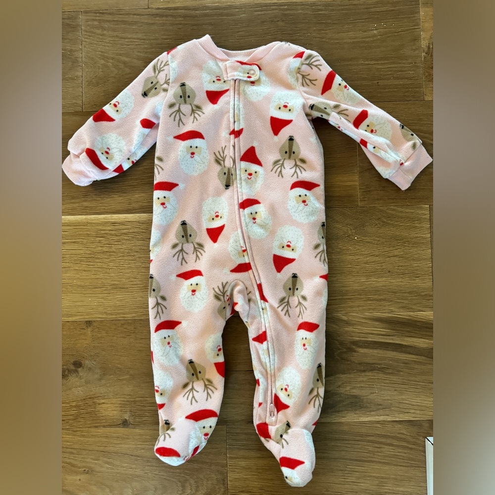 Fleece zip up Christmas pajamas